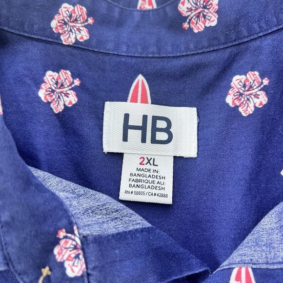 HB Harbor Bay-Mens Hawaiian Shirt-2XL Big/Wide Blue W/ Surfboard All Over Print - Picture 5 of 15